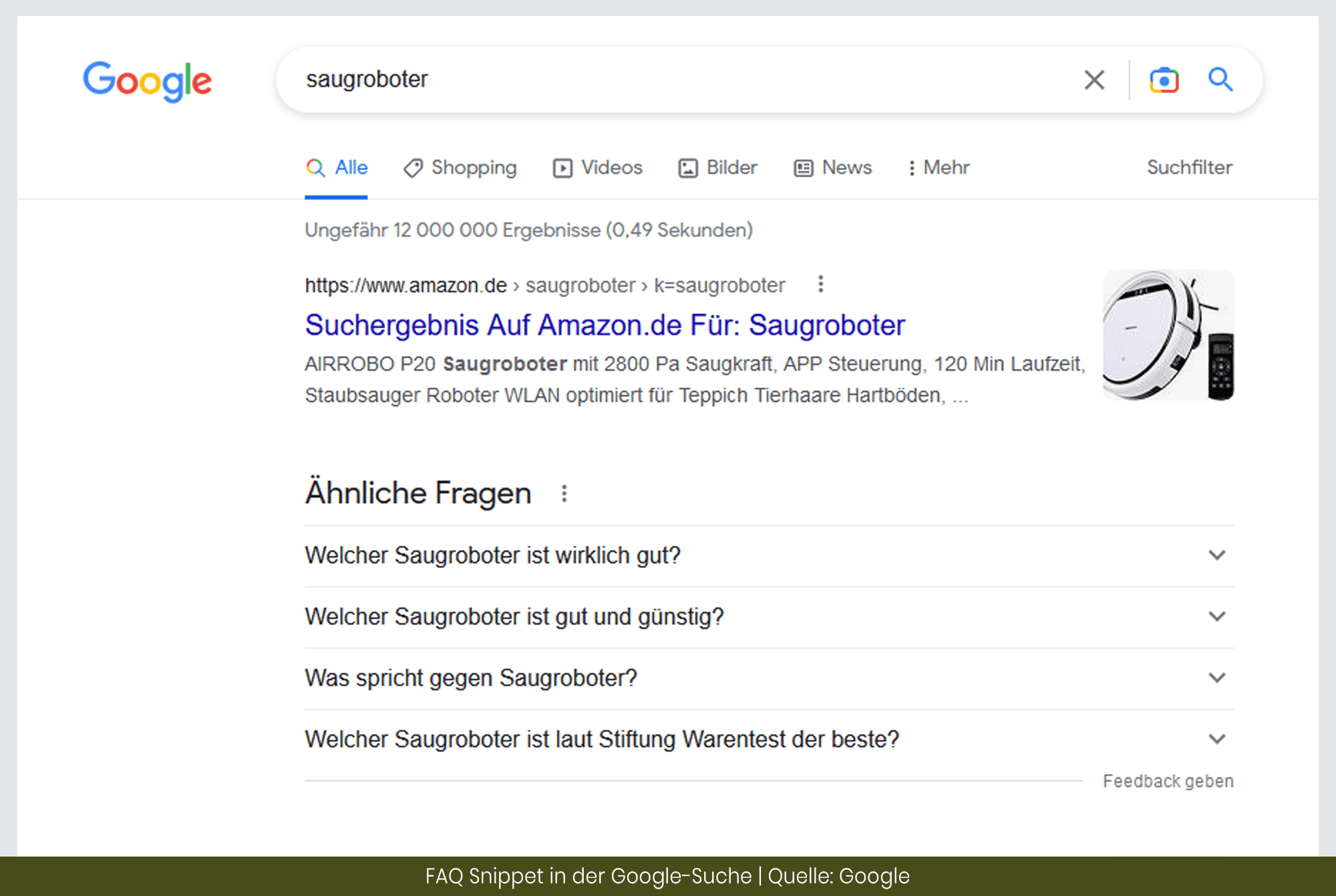 Screenshot-FAQ-Snippet FAQs als Content-Art Content Pieces